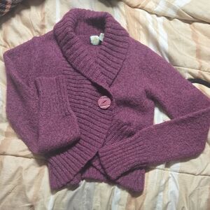 Women's Purple Shawl Collar Sweater